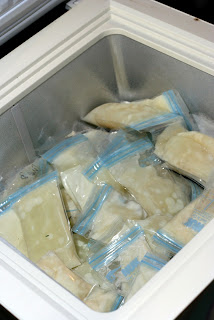 Our deep freezer piled high with donor milk